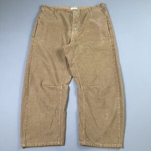 We The Free Osaka Mid Rise Barrel Pants Womens 34 (Tag 31) Beige Corduroy Baggy